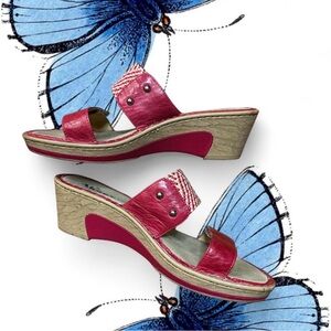 Stylish Red Women's Sandals Size 40 Alegria Wedge